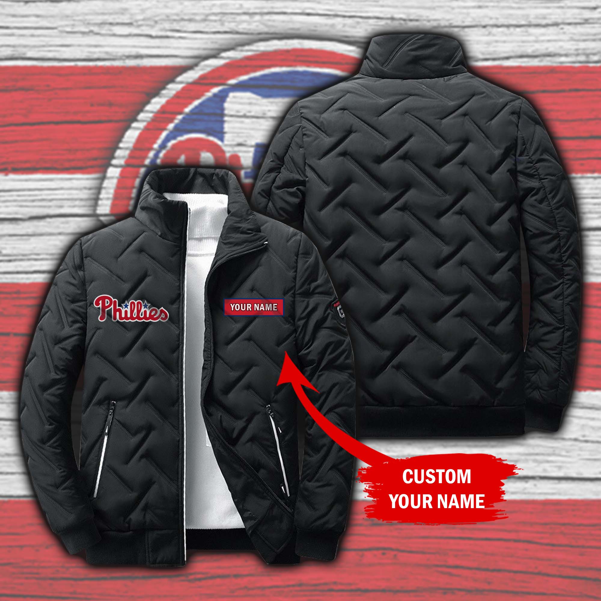 Two Tone Philadelphia Phillies Varsity Black and Red Jacket