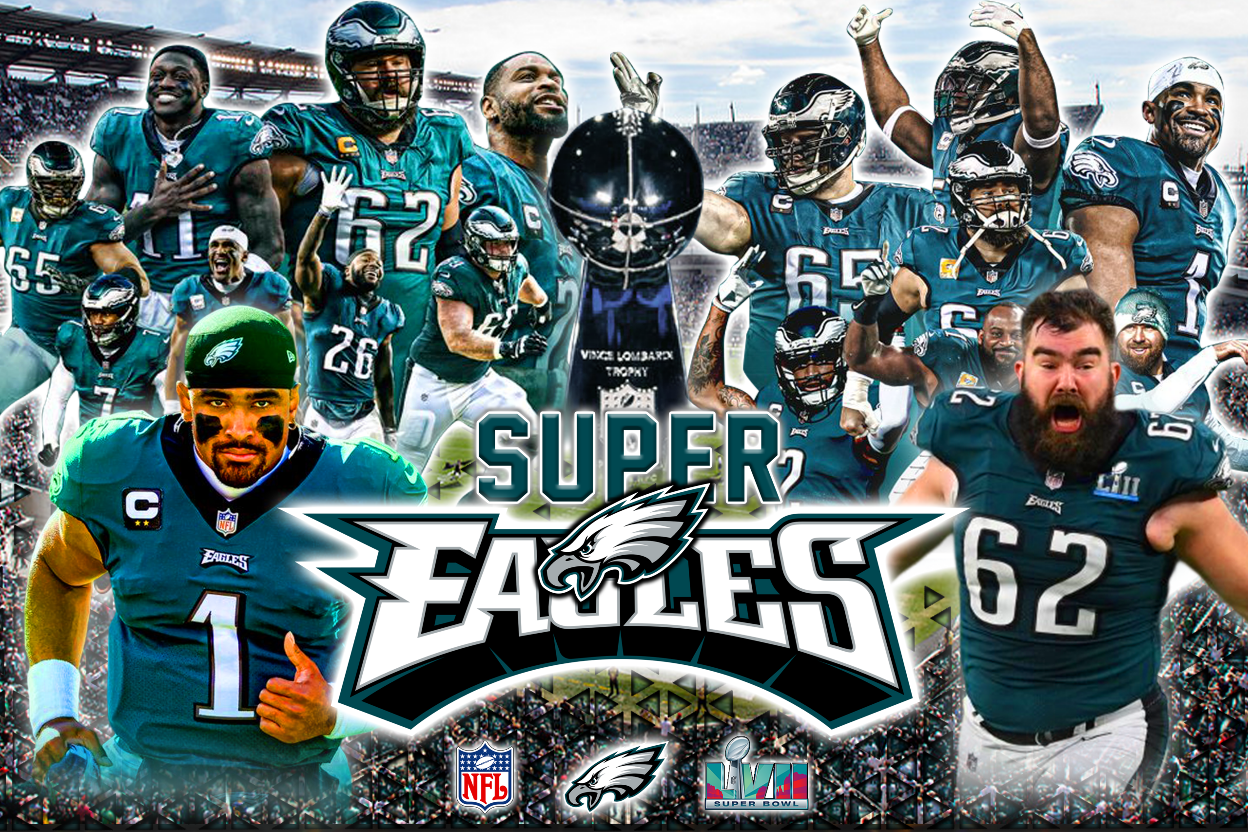 Philadelphia Eagles Team Football NFL 2023 Super Bowl Champions