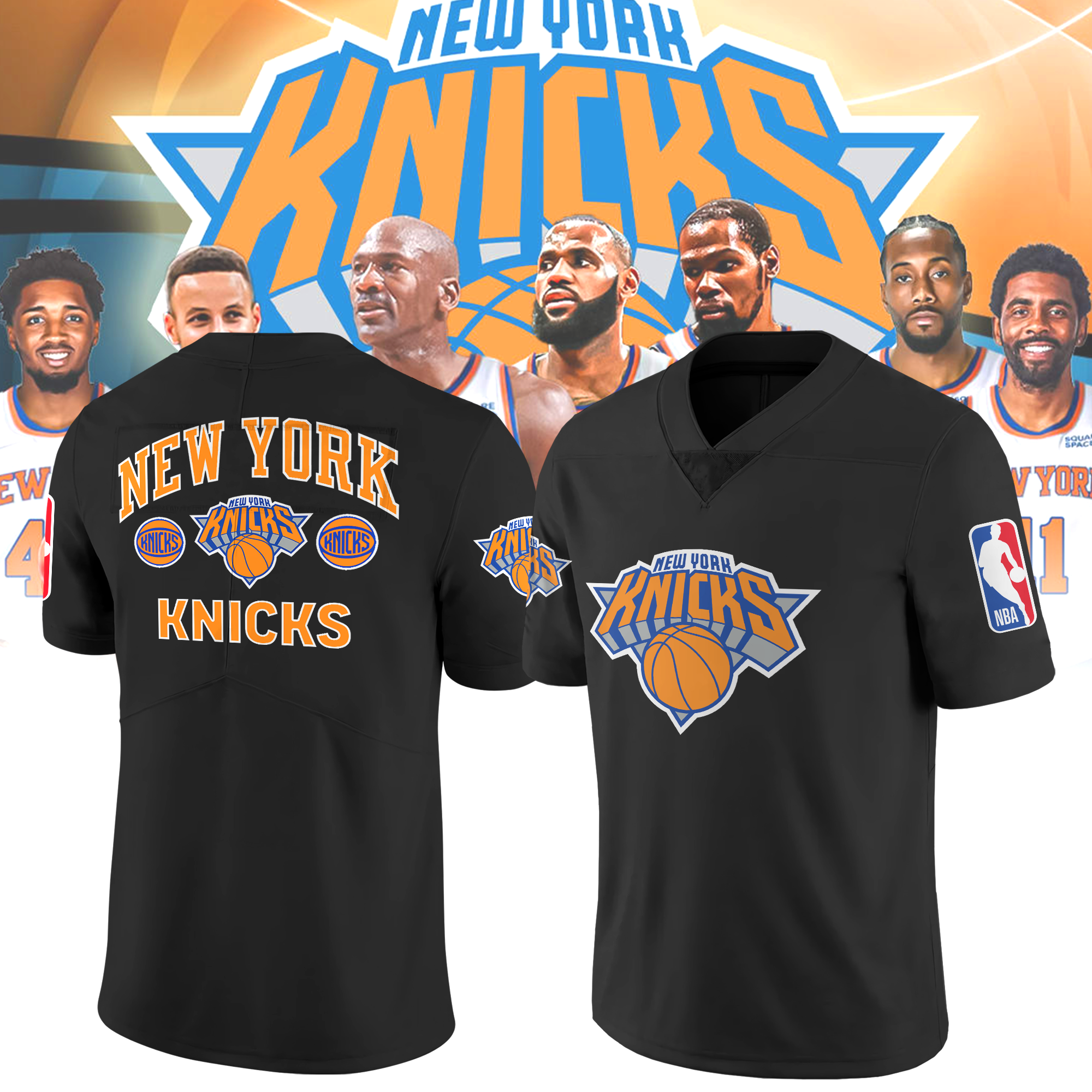 New York Knicks 2023 NBA Mantra 3d Shirts Black Orange - BTF Store