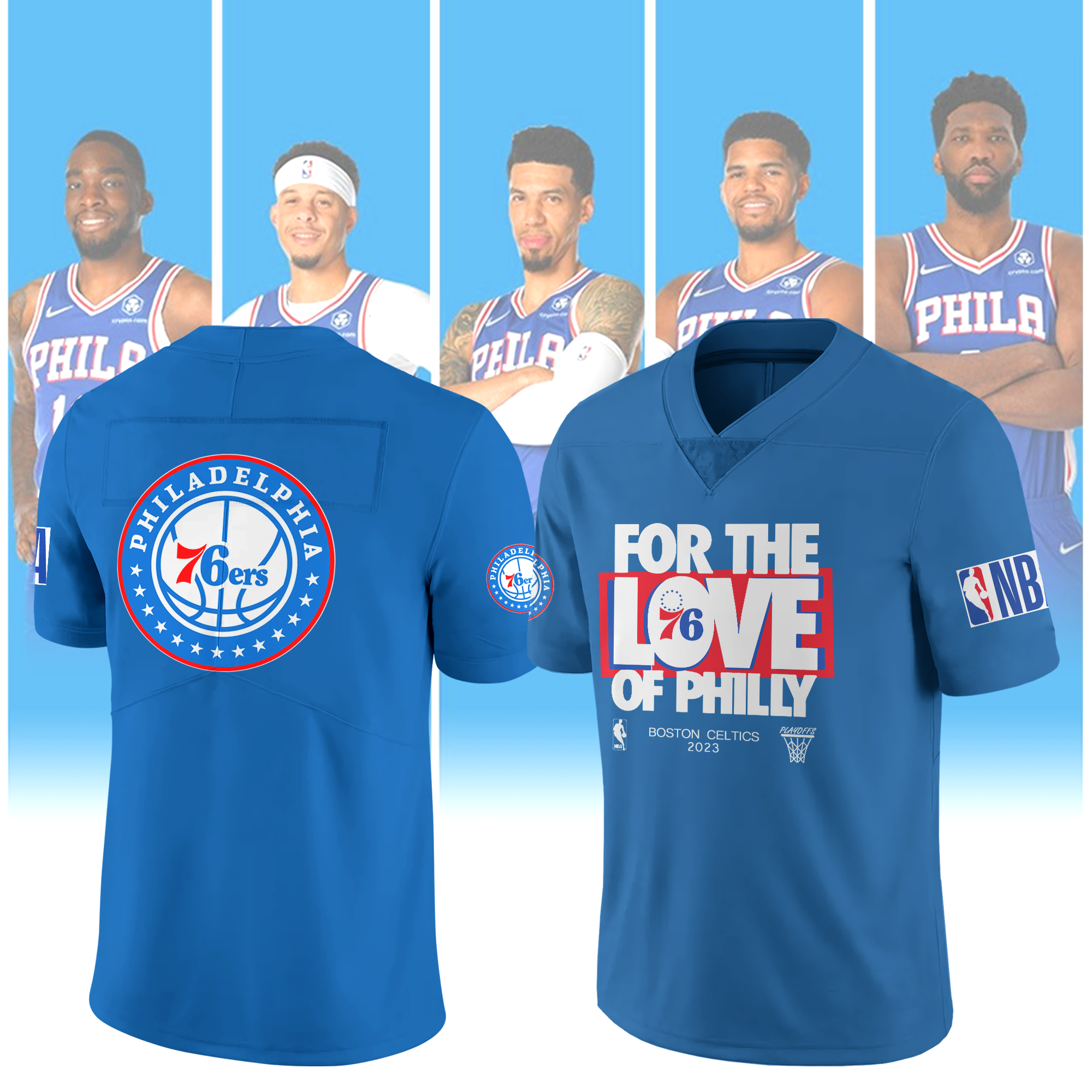 Men's Nike Royal Philadelphia 76ers 2023 NBA Playoffs Mantra T-Shirt