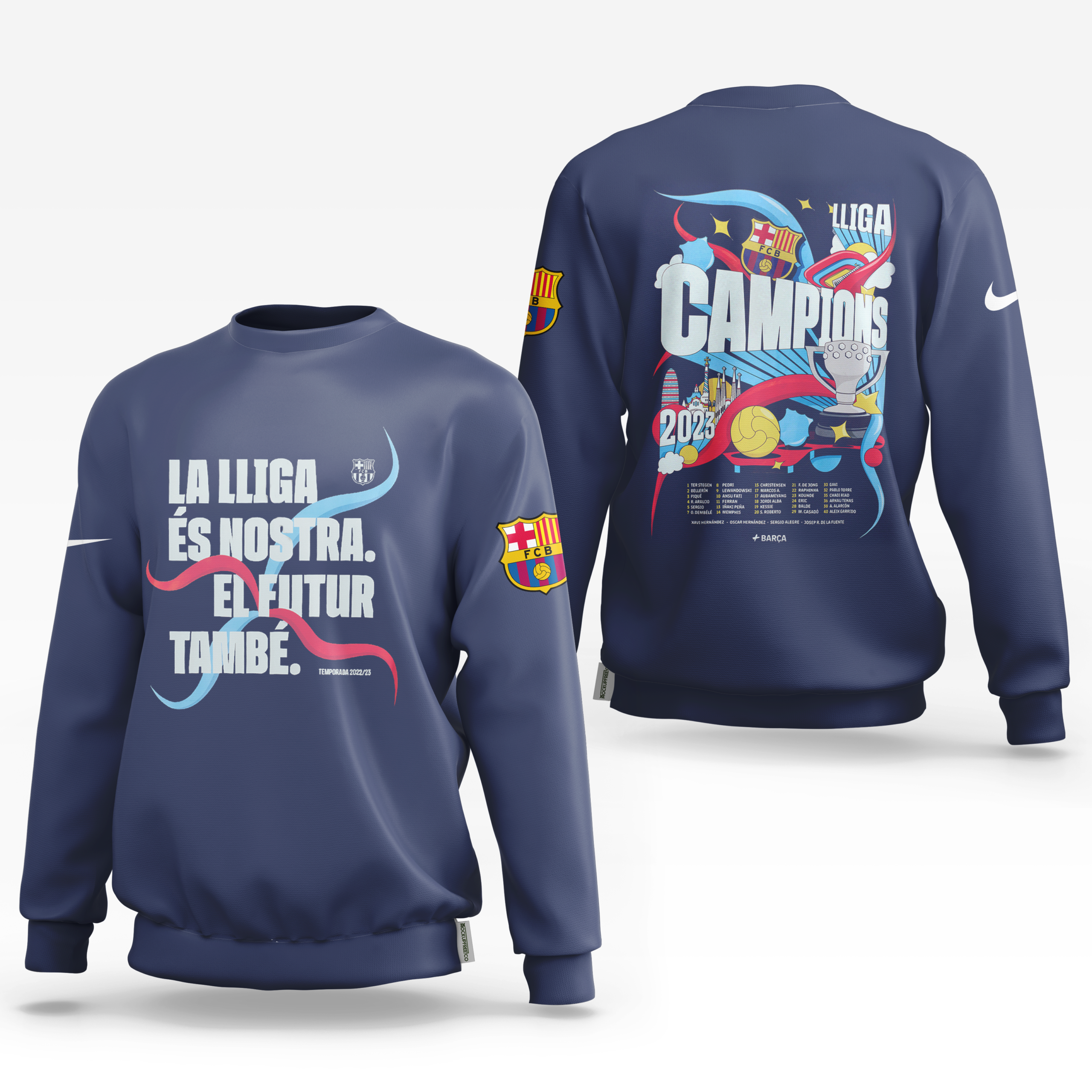 FC Barcelona 𝗖𝗔𝗠𝗣𝗘𝗢𝗡𝗘𝗦 𝗗𝗘 𝗟🏆𝗚𝗔 2023 New Sweatshirt
