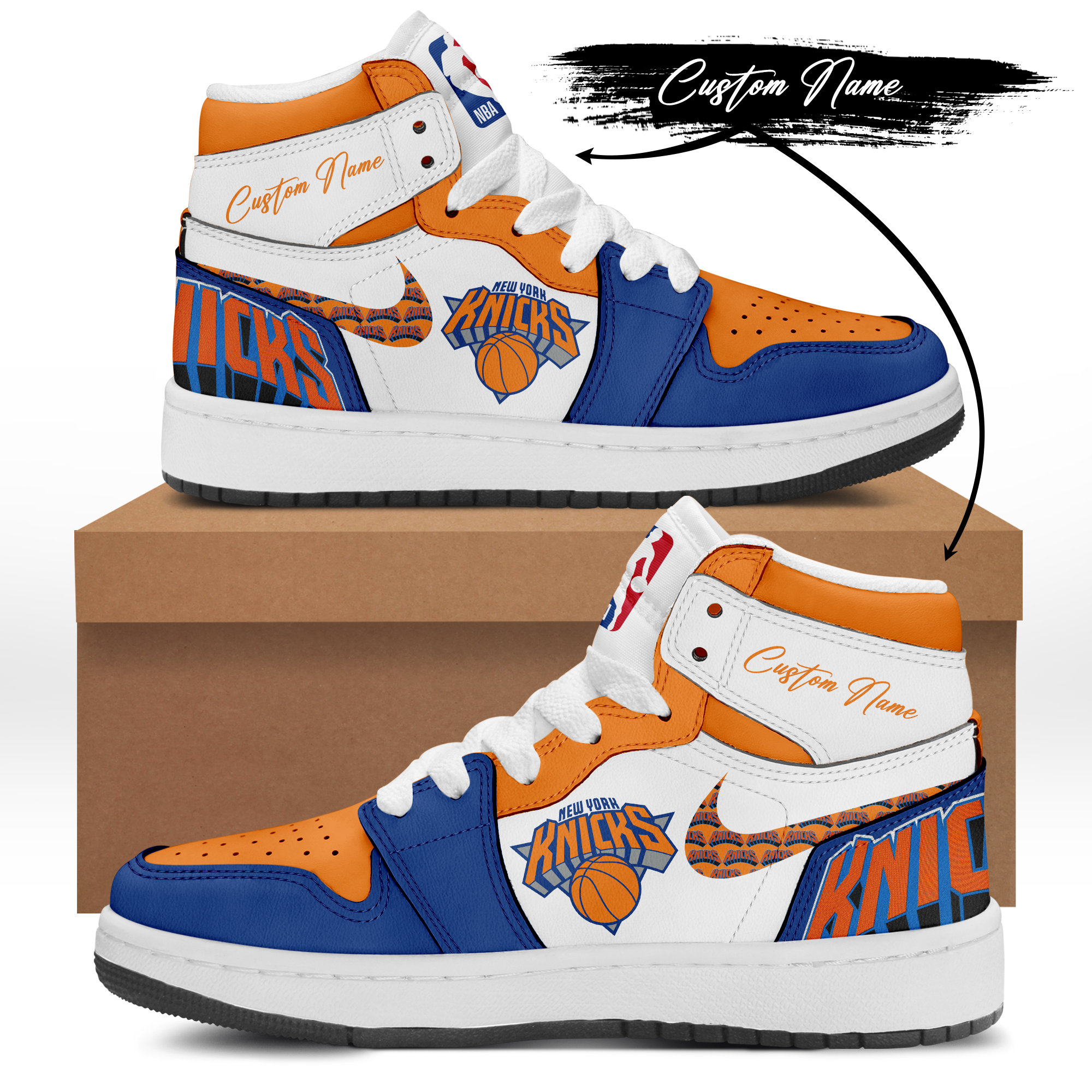 New York Knicks AJ13 Custom Name Shoes - BTF Store