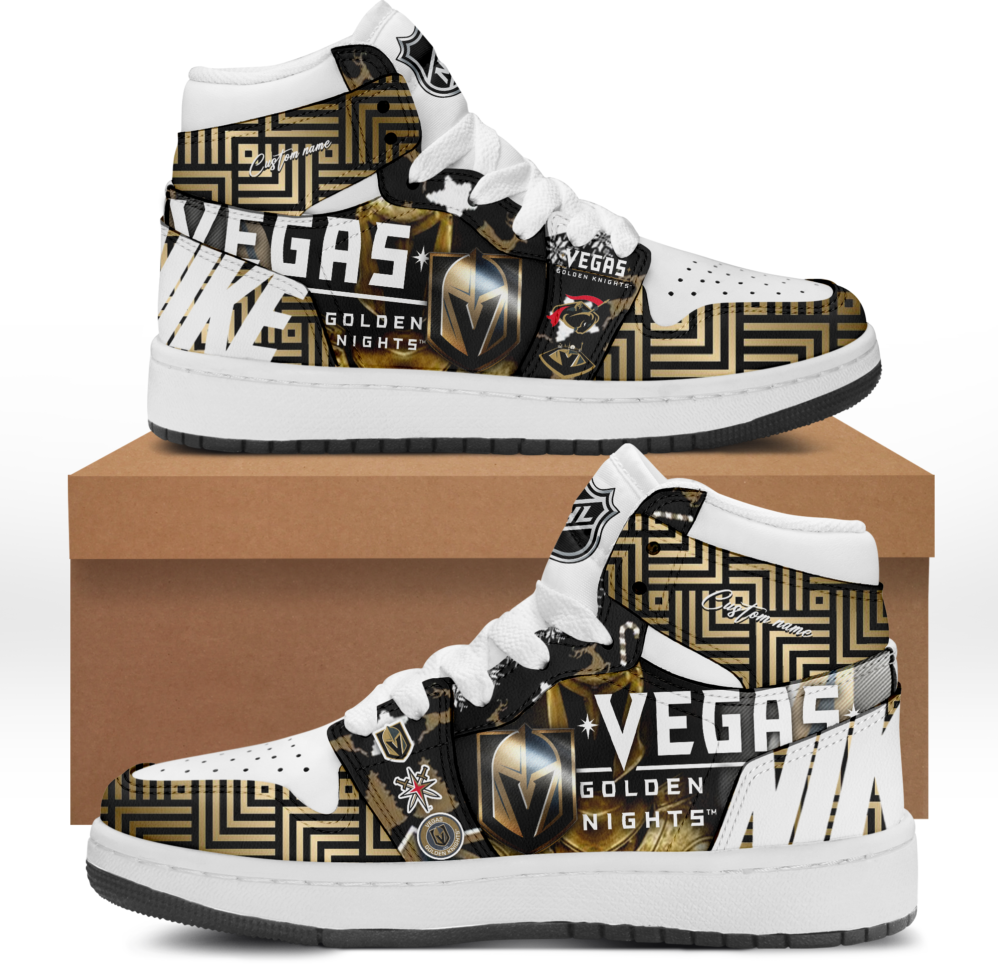 Vegas Golden Knights Air Jordan Hightop Custom Name & Number