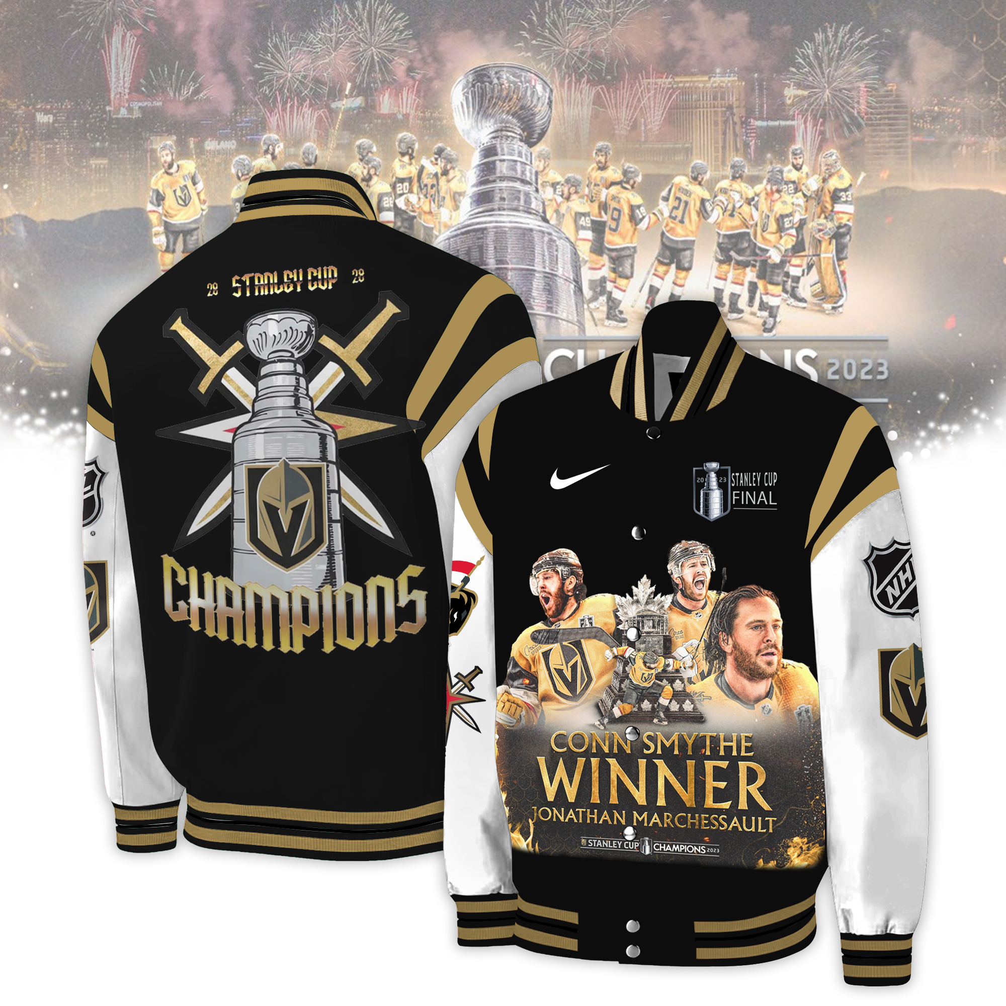 Stanley Cup 2023 Vegas Golden Knights Champions Black Gold Polo