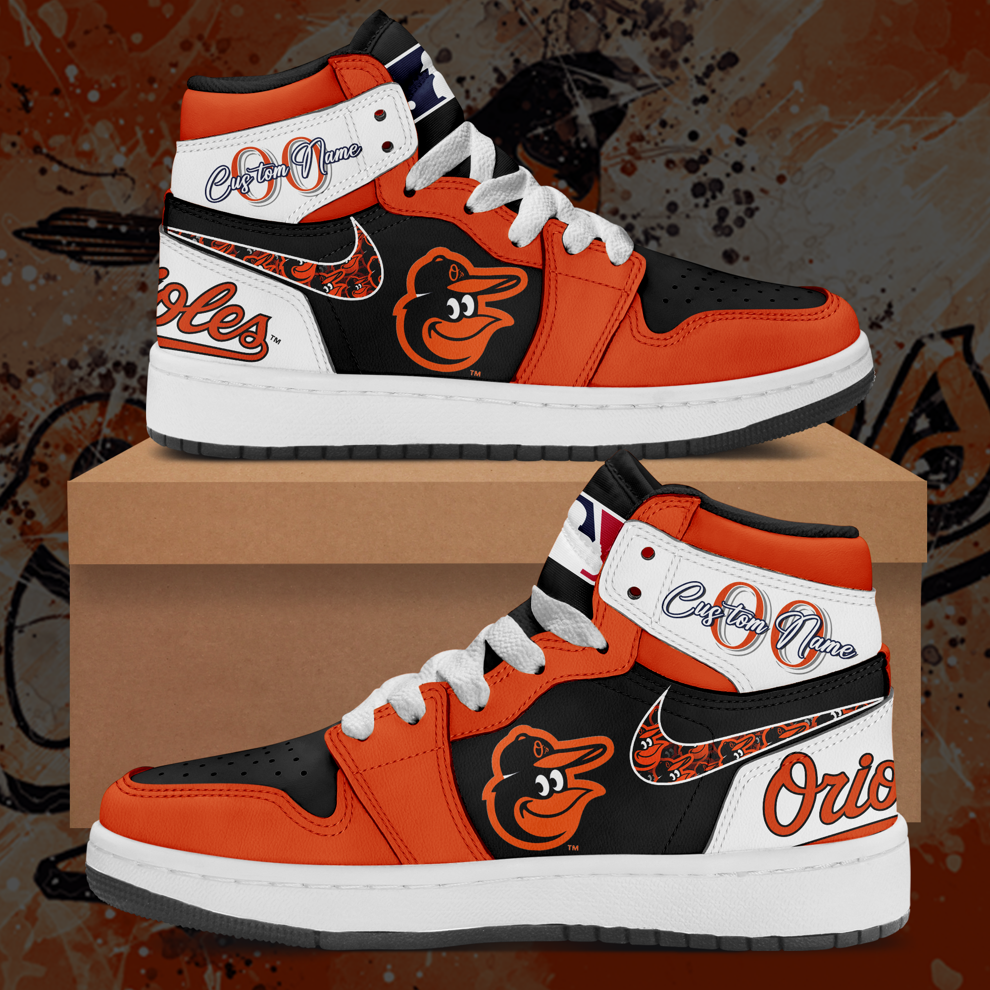 Baltimore Orioles MLB New Style Air Jordan 1 High Top Shoes Custom