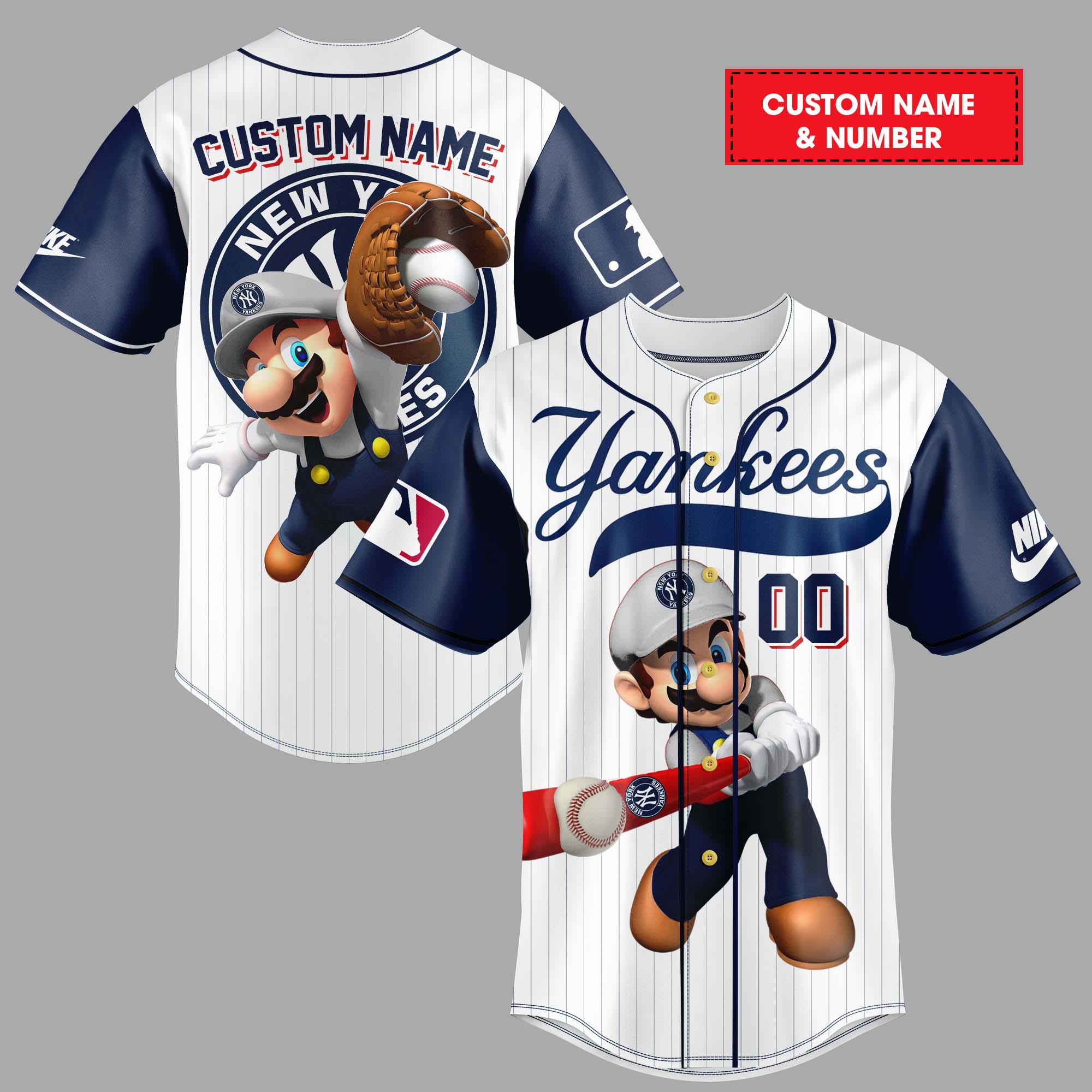 New York Yankees Jersey Shirt MLB Mario Custom Name – Number - BTF