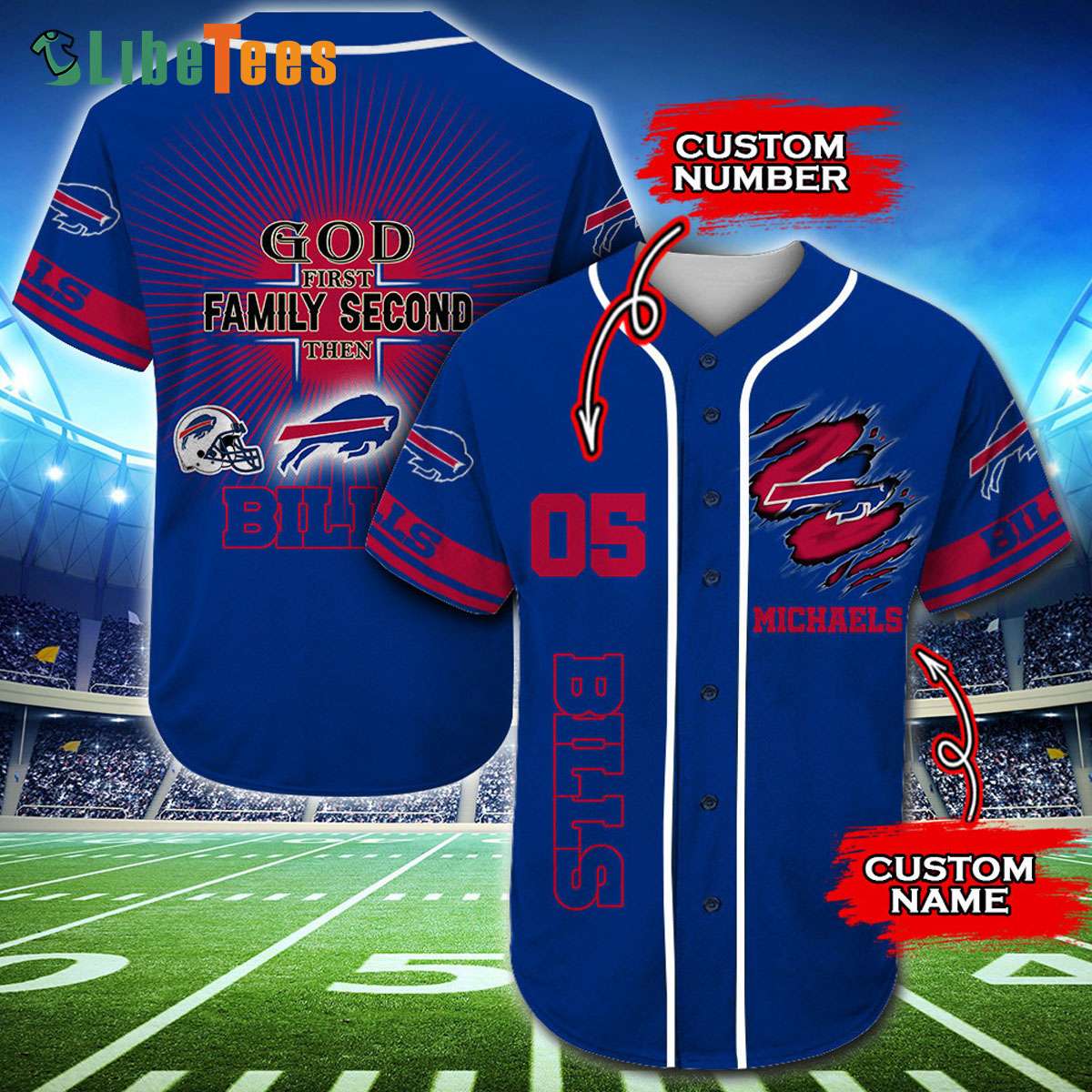 Buffalo Bills NFL 3D Custom Name Number Metallica Baseball Jersey 3XL | PrintWizards Store