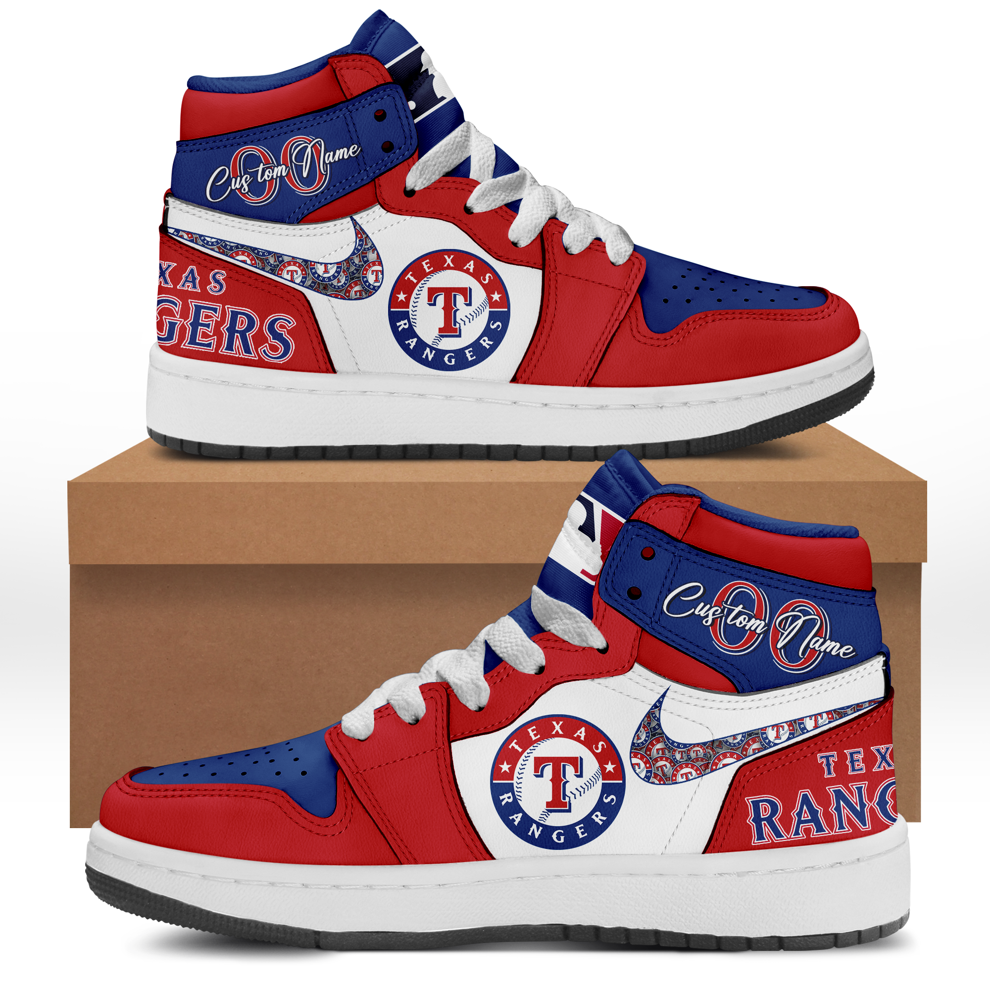 _Texas Rangers Air Jordan 1 Custom name/number - BTF Store