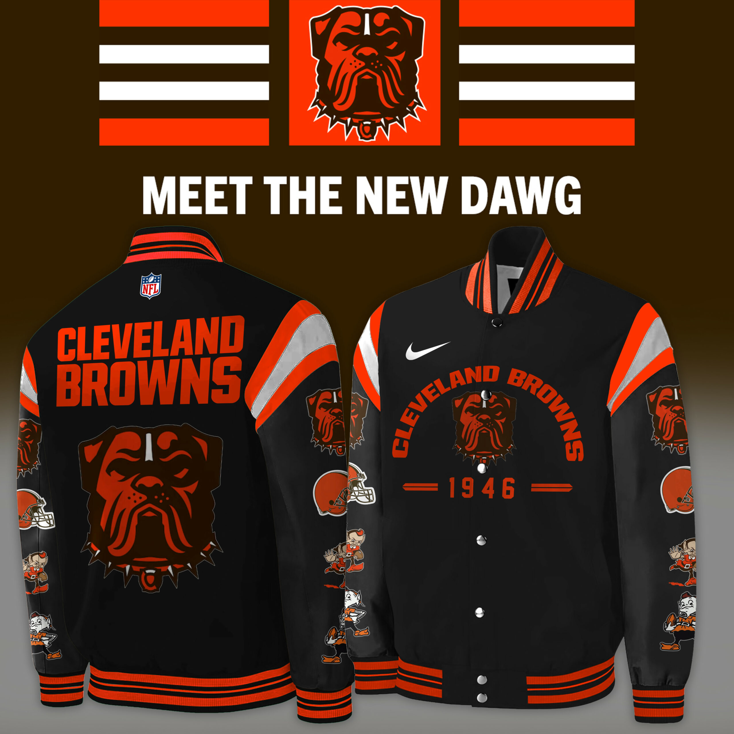 Cleveland Browns Dawg logo custom brown Jersey - BTF Store