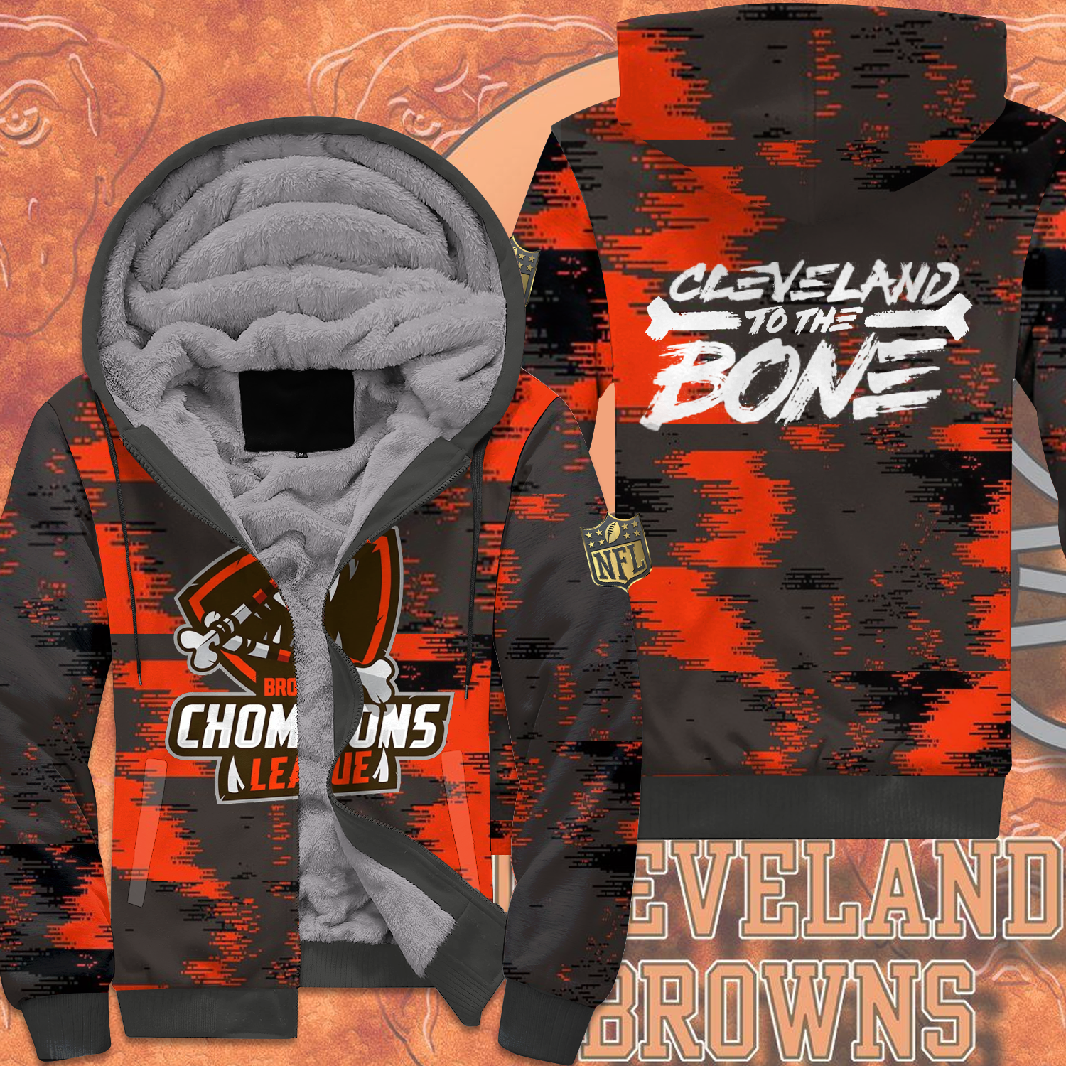 Cleveland Browns NFL Orange Unisex Hoodie, Zip Hoodie 3D All Over Print For  Fans