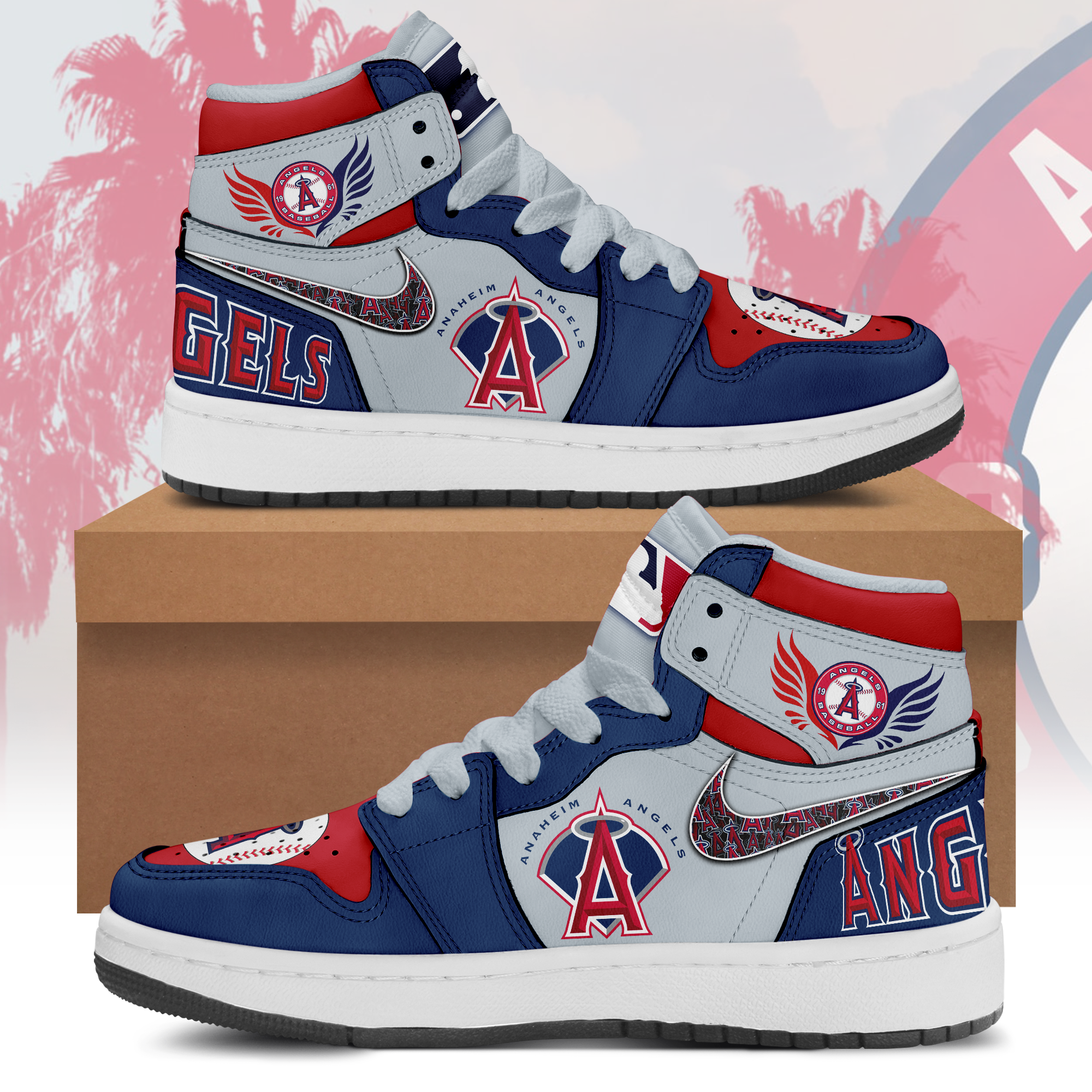 _ _ MLB Los Angeles Angels Air Jodan1 Shoes - BTF Store