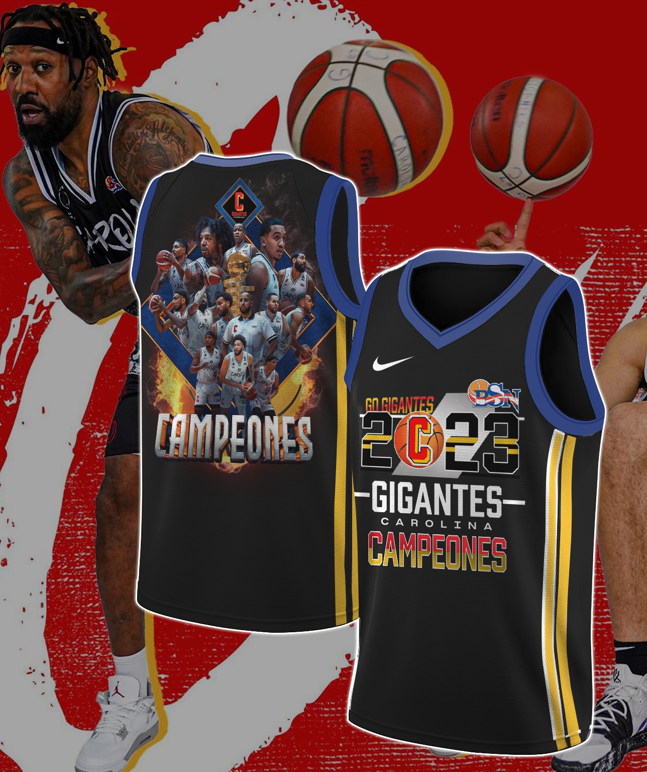Campeones Gigantes de Carolina BSN Basketball Jersey - BTF Store