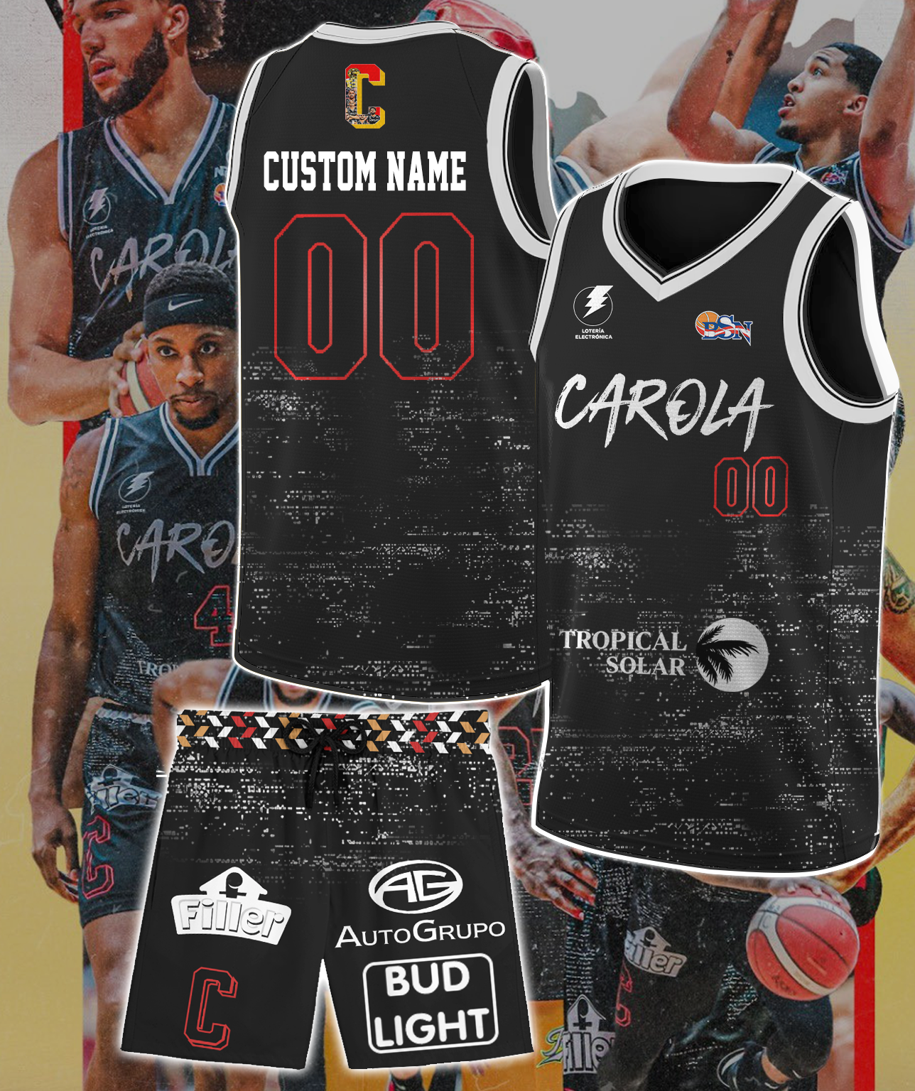 _ _ Campeones Gigantes de Carolina BSN Basketball Jersey City Edition +  Shorts + Cap - BTF Store