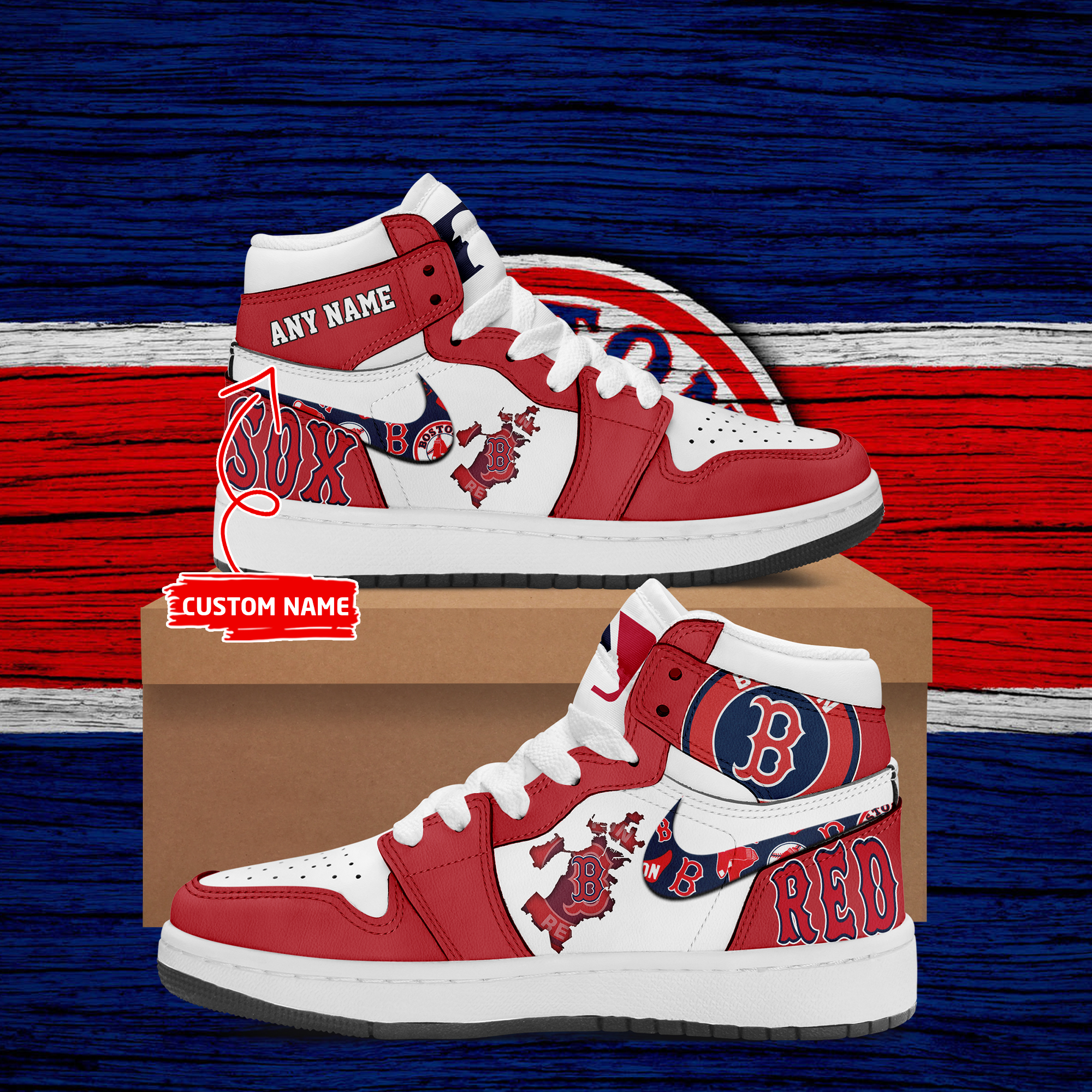 Boston Red Sox Sneaker Air Jordan 1 Shoes - BTF Store