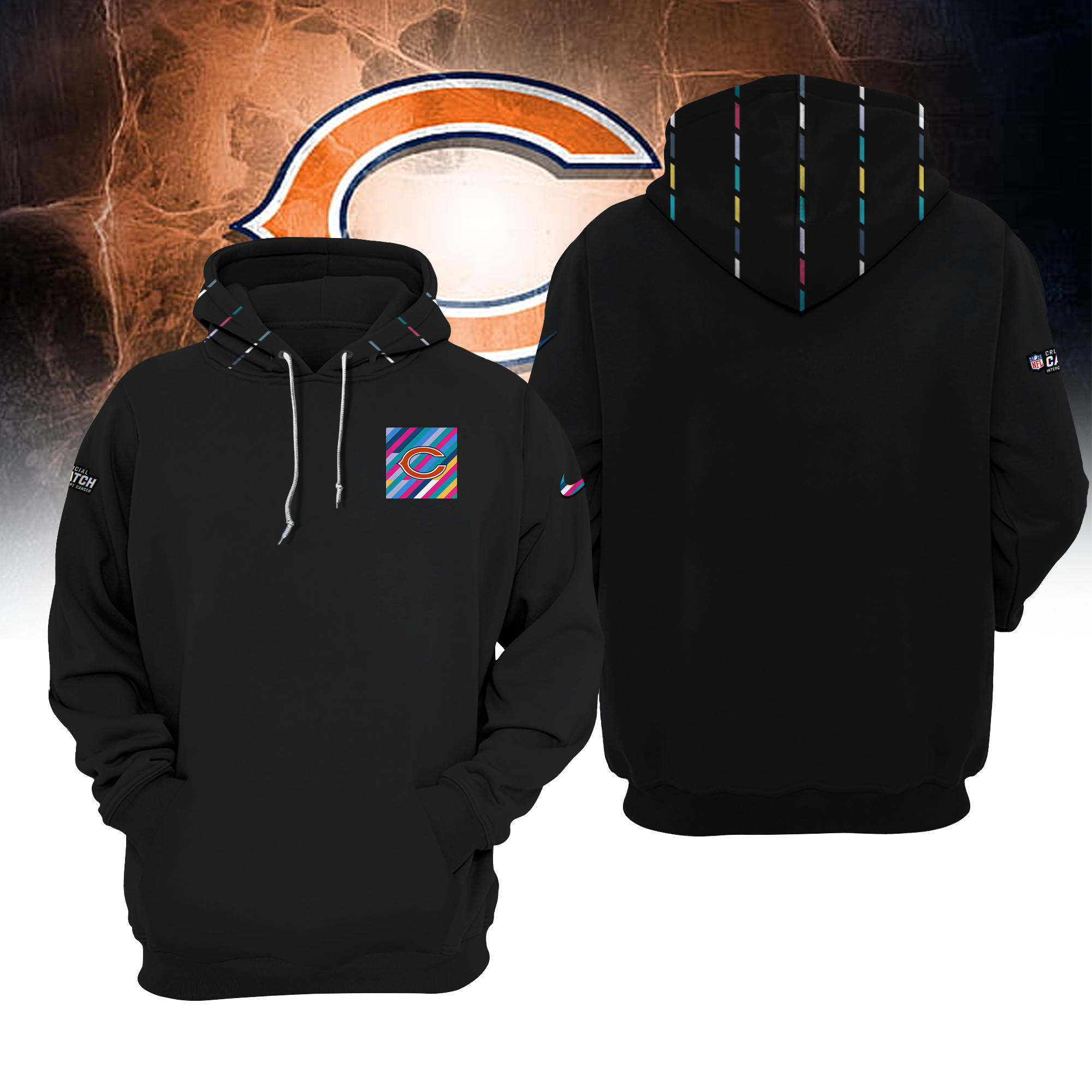 chicago bears cancer hoodie