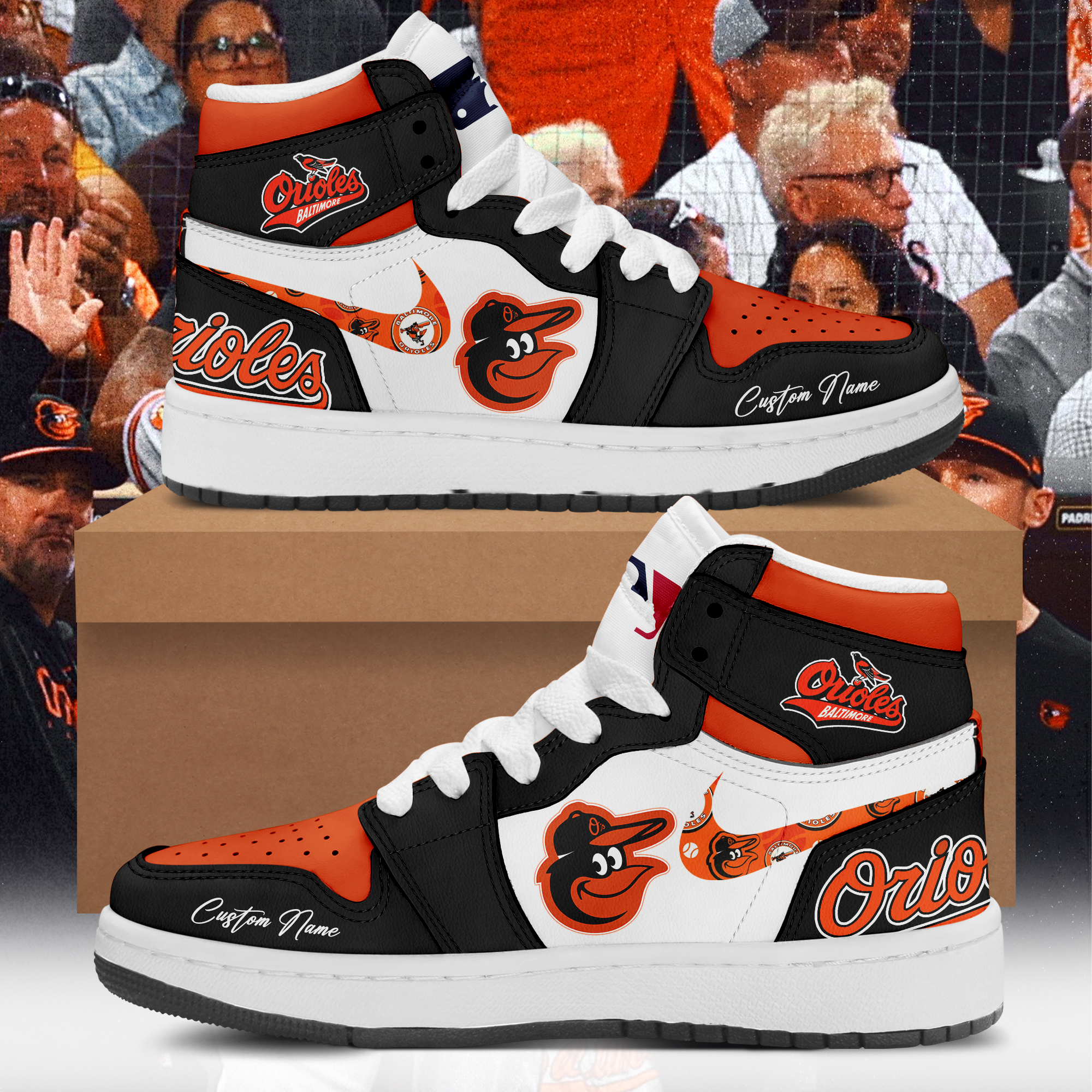 Baltimore Orioles MLB New Style Air Jordan 1 High Top Shoes Custom