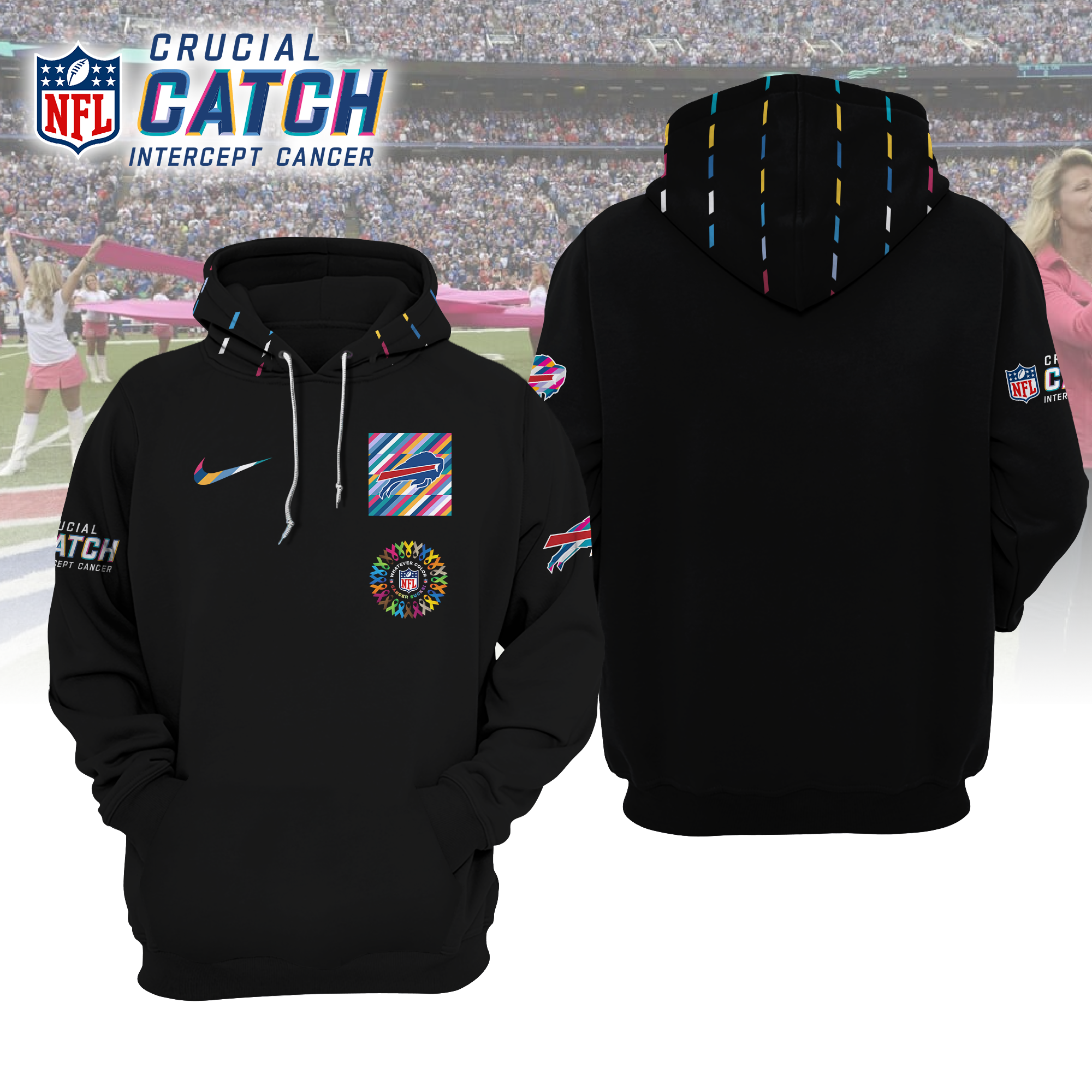 NFL Team Intercept Cancer Nike Black 2023 NFL Crucial Catch Club Unisex  Hoodie/Tshirt/Polo - BTF Store