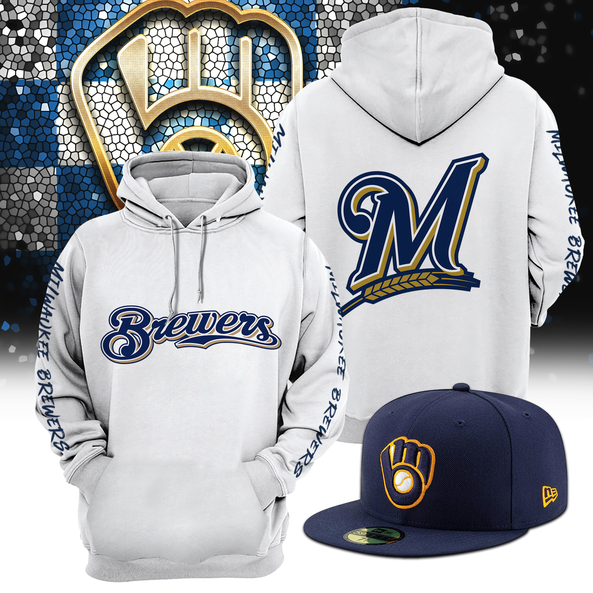 MLB Milwaukee Brewers Custom Jersey + flat brim hat - BTF Store