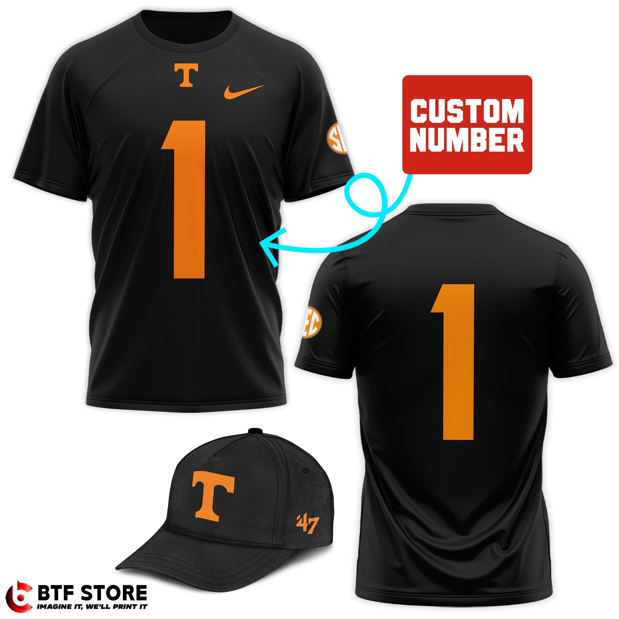 Tennessee Volunteers Football Customized Orange Baseball Shirt Jsy