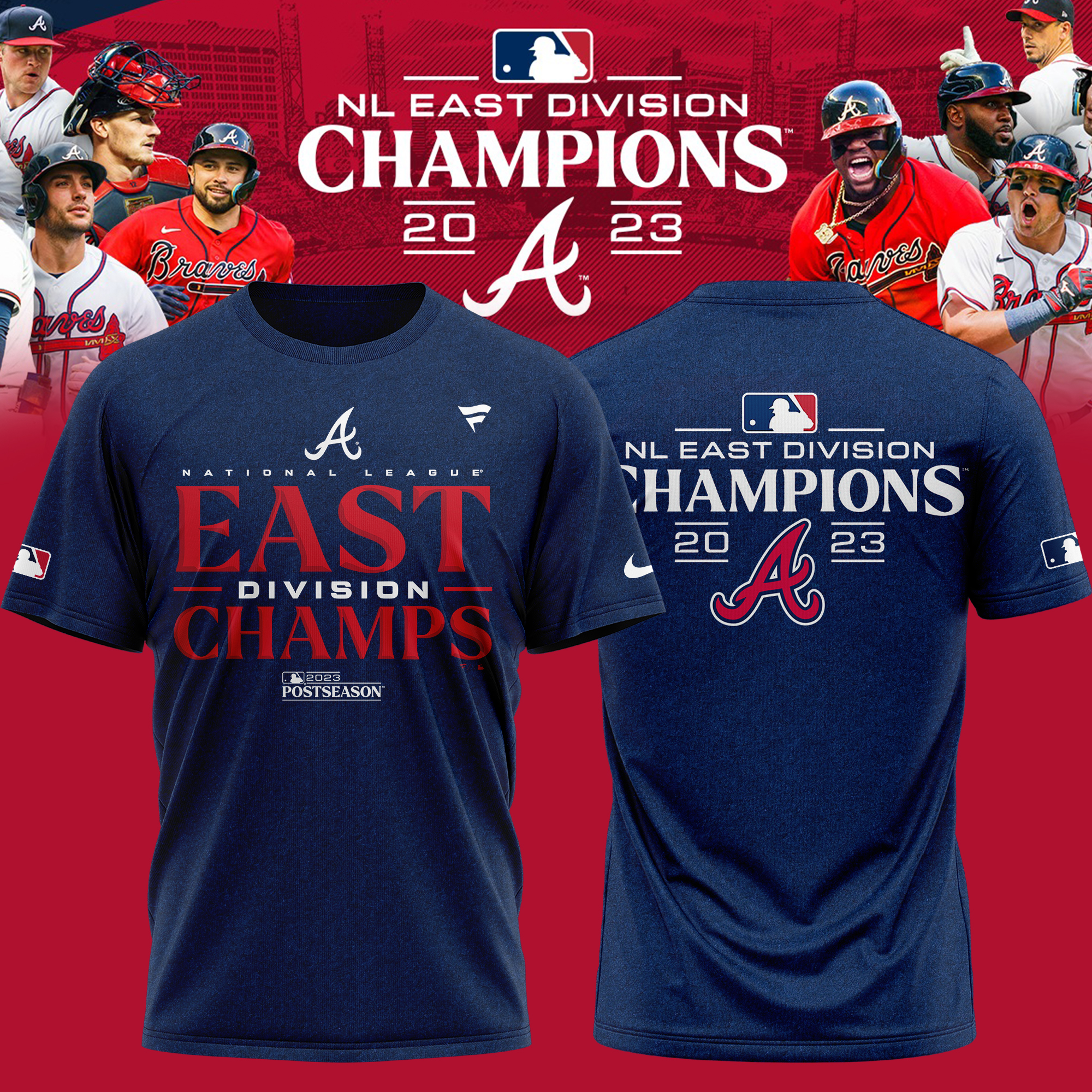 Atlanta Braves 2023 National League East Champions Men's Nike MLB T-Shirt.