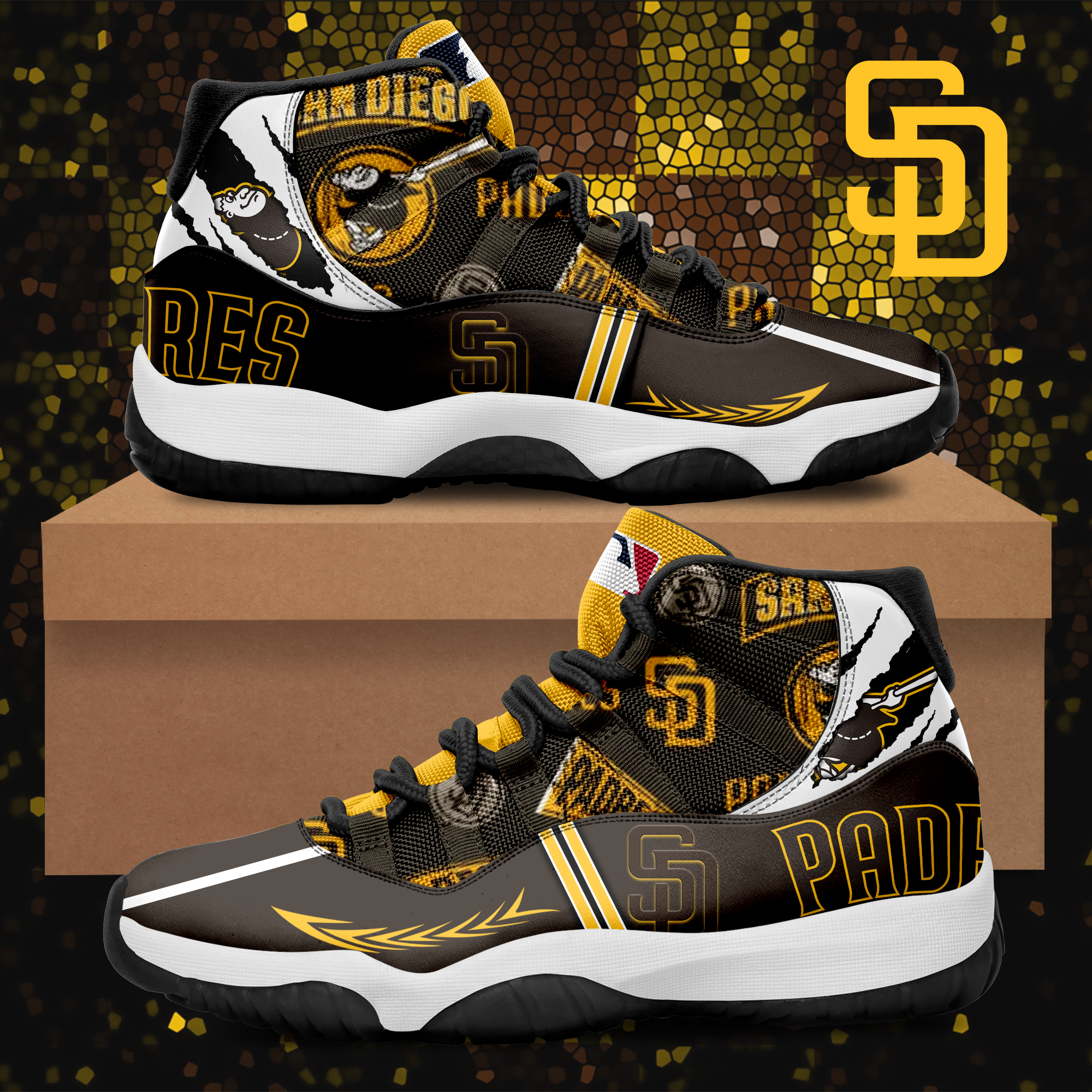 San Diego Padres Air Jordan 11 Shoes - BTF Store