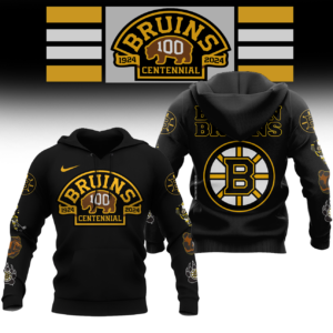 _NHL Boston Bruins 100 Centennial Black Hooded Sweatshirt - BTF Store
