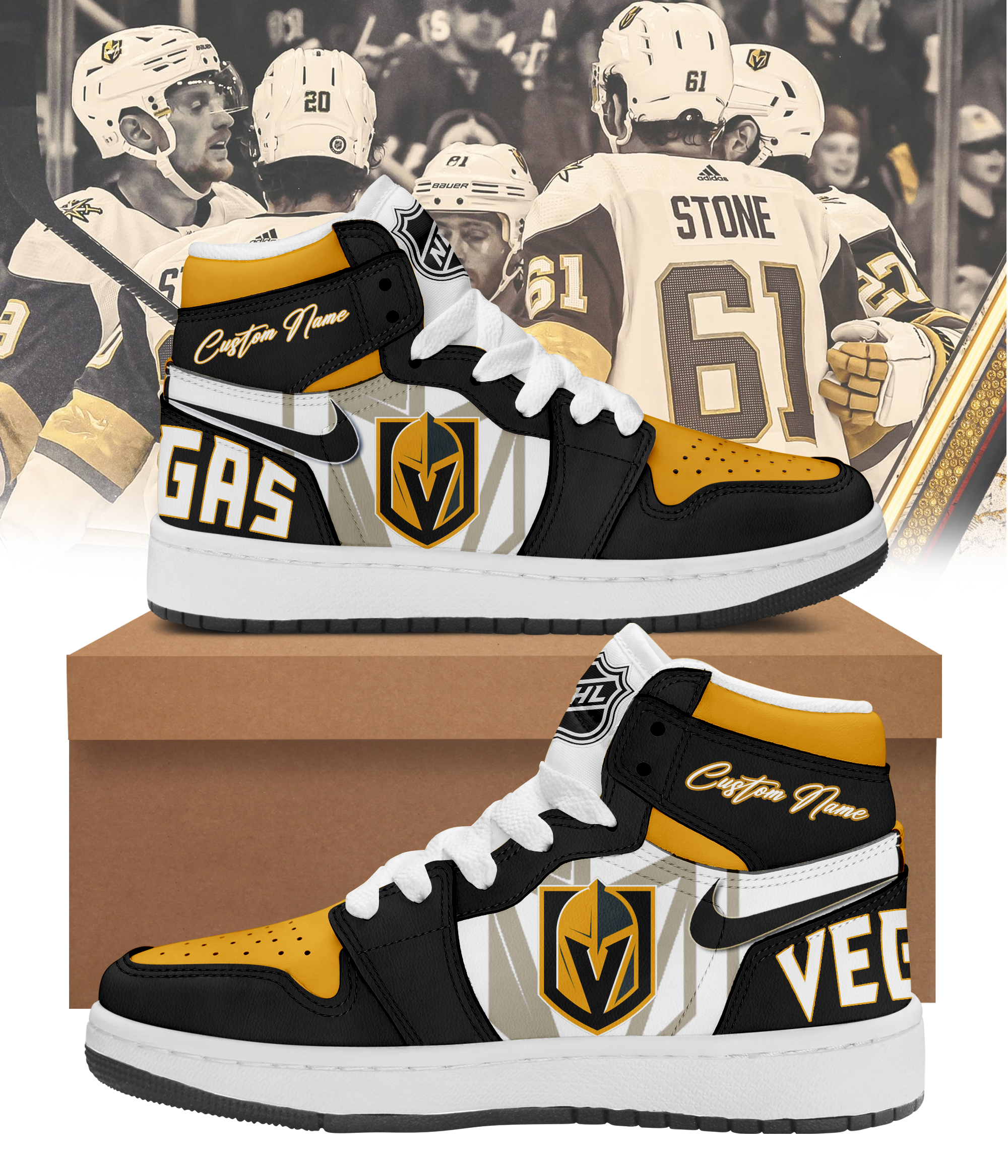 Vegas Golden Knight NHL Nike Custom Shoes - BTF Store