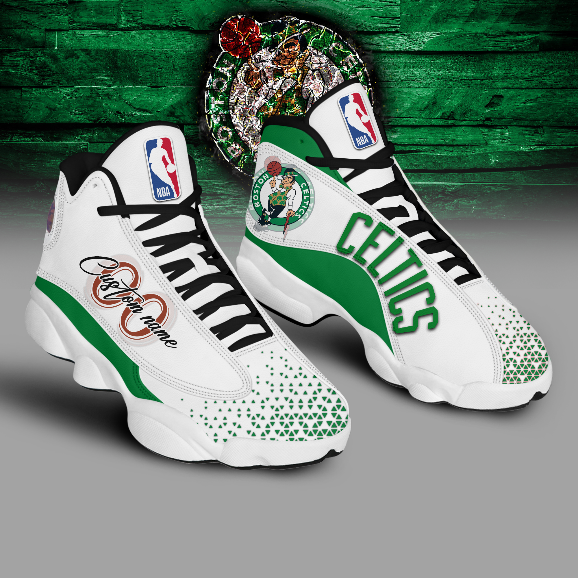 NBA Celtics Jordan Retro 13 Custom Name - BTF Store